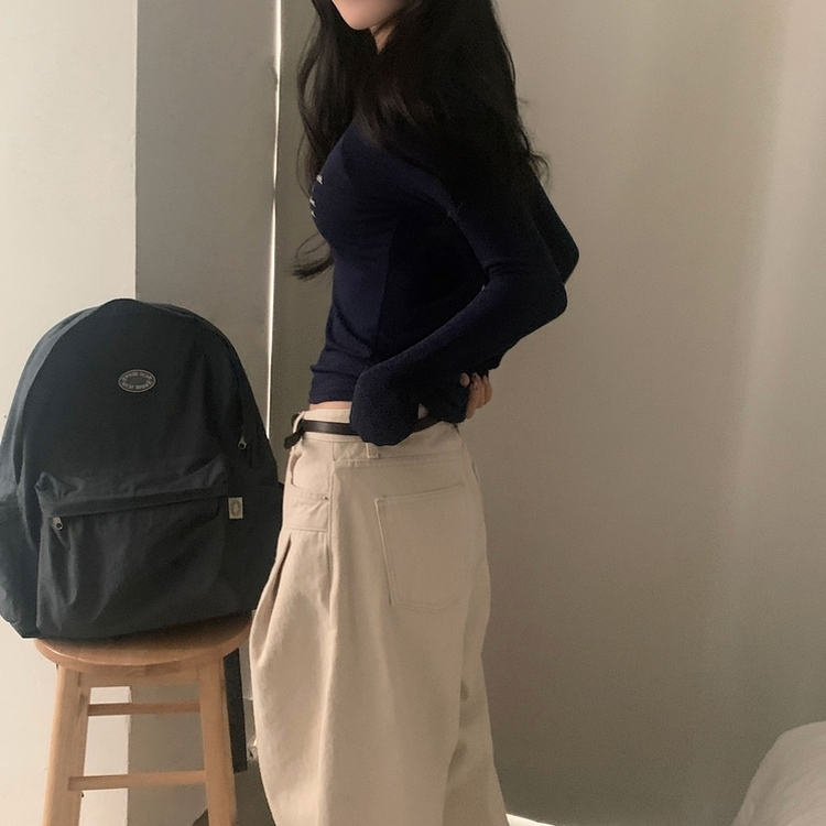 ビンテージスリムクロップ長袖Tシャツ(5color) NAVY