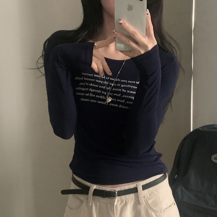 ビンテージスリムクロップ長袖Tシャツ(5color) NAVY