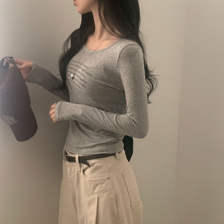 長袖Tシャツ ビンテージスリムクロップ長袖Tシャツ(5color) MELANGE GRAY