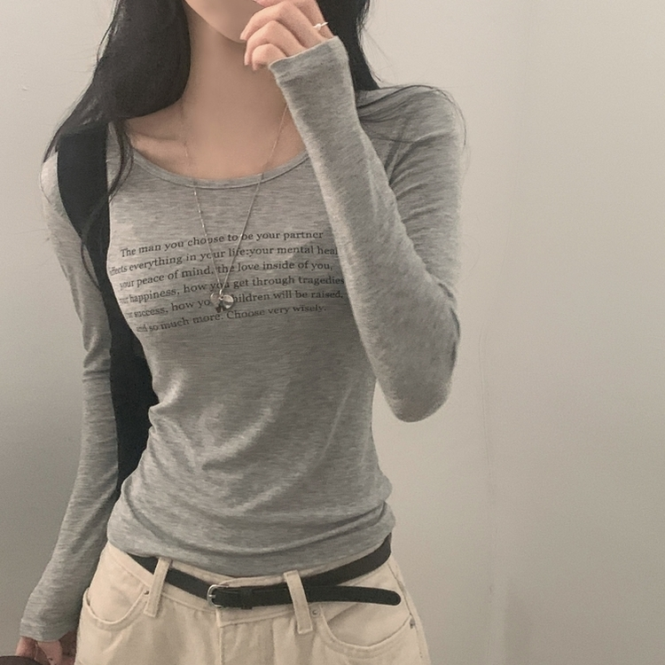 長袖Tシャツ ビンテージスリムクロップ長袖Tシャツ(5color) MELANGE GRAY