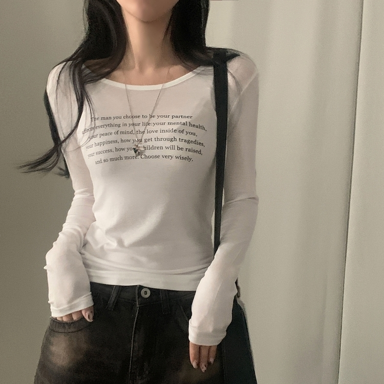 ビンテージスリムクロップ長袖Tシャツ(5color) IVORY