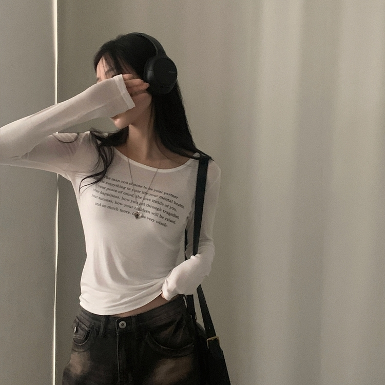 ビンテージスリムクロップ長袖Tシャツ(5color) IVORY