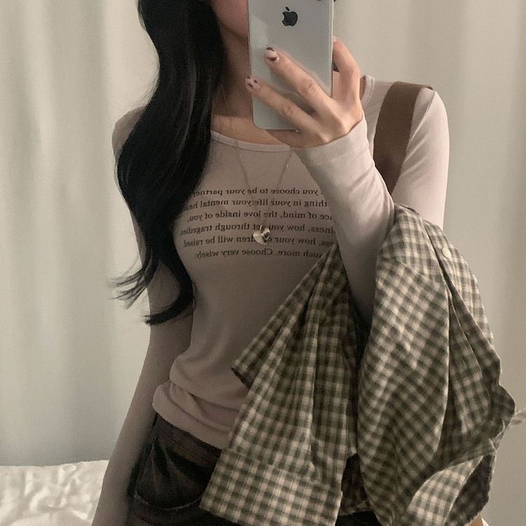 ビンテージスリムクロップ長袖Tシャツ(5color) BEIGE