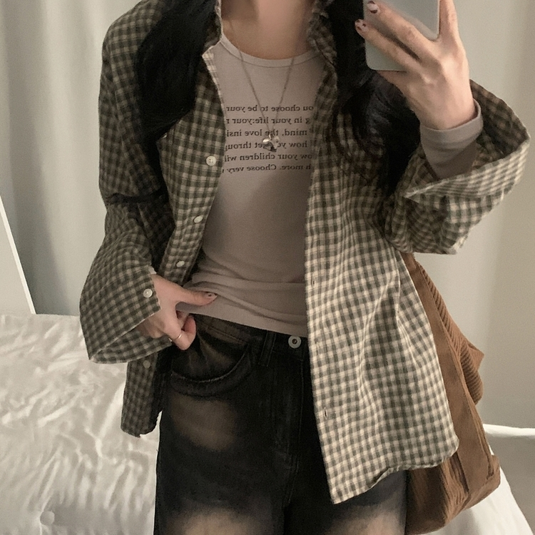 ビンテージスリムクロップ長袖Tシャツ(5color) BEIGE