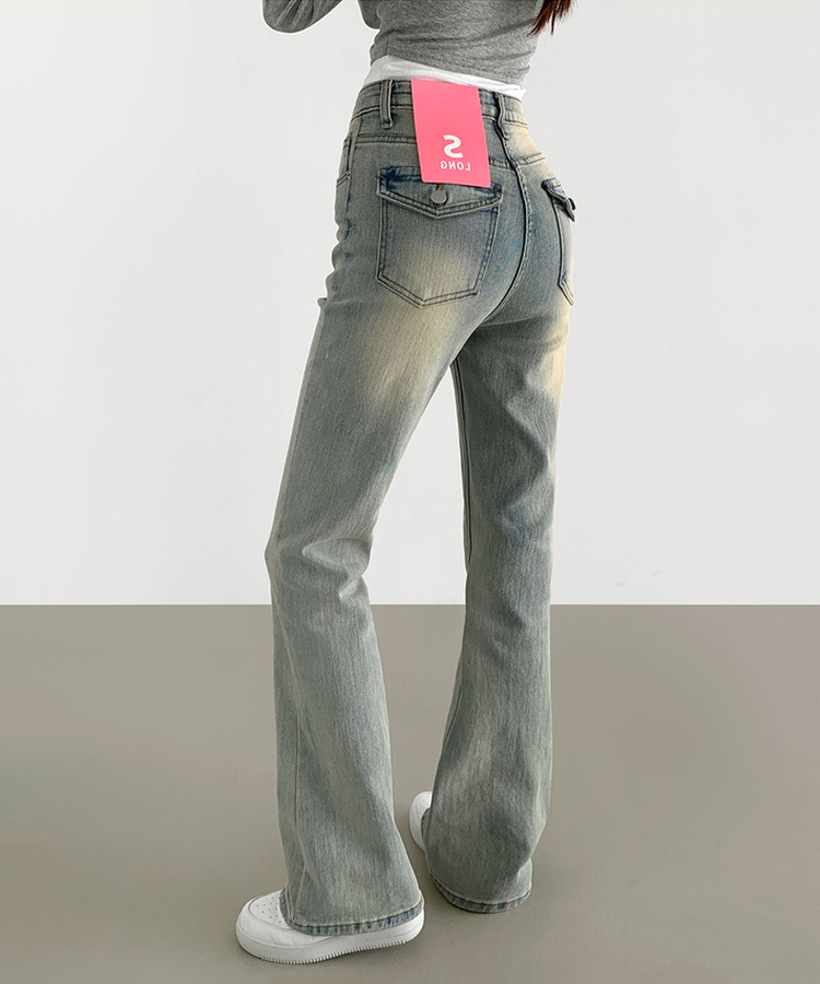 【丈別】スパンストレートブーツカットデニムパンツ(5color) LIGHT BLUE