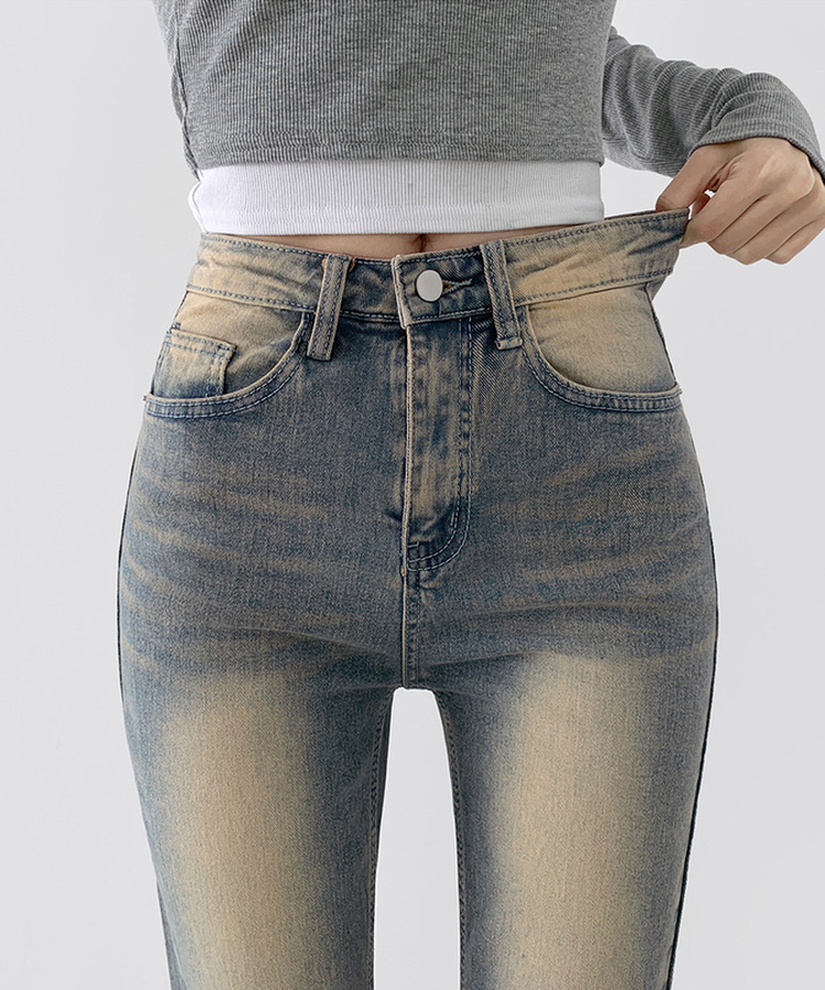 【丈別】スパンストレートブーツカットデニムパンツ(5color) BLUE