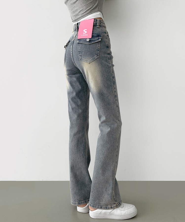 【丈別】スパンストレートブーツカットデニムパンツ(5color) BLUE