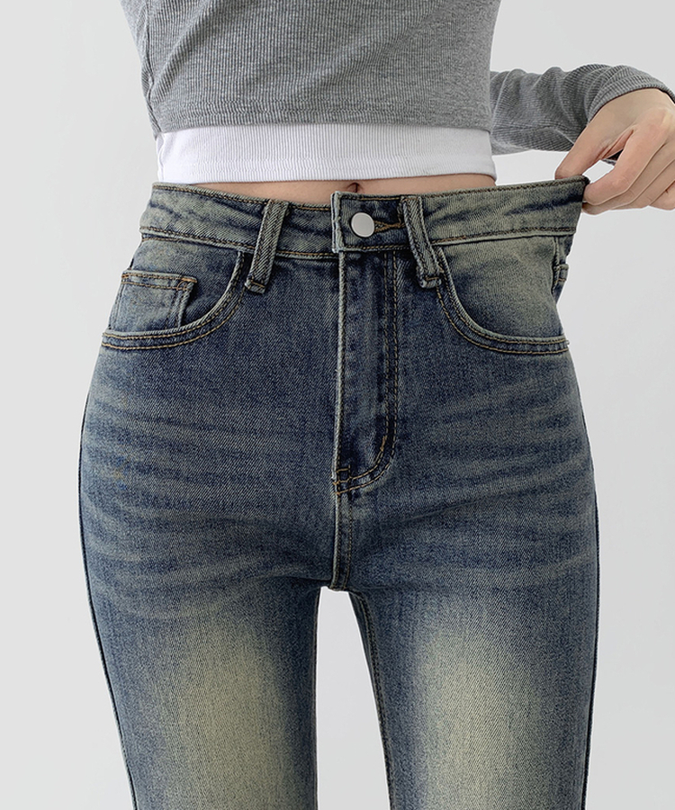 【丈別】スパンストレートブーツカットデニムパンツ(5color) DARK DENIM