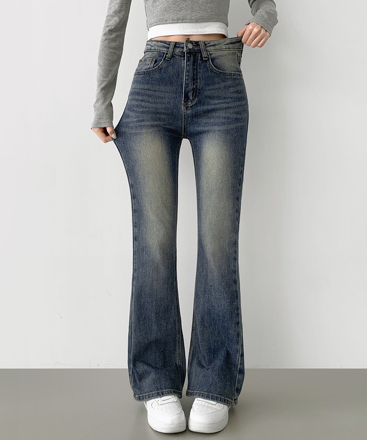 【丈別】スパンストレートブーツカットデニムパンツ(5color) DARK DENIM