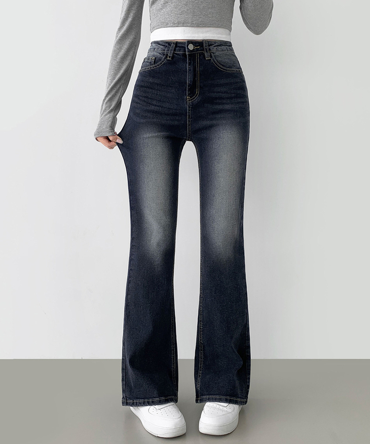 【丈別】スパンストレートブーツカットデニムパンツ(5color) DEEP BLUE