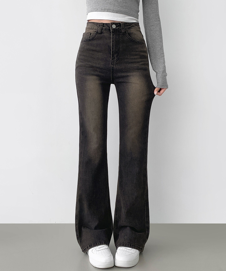 【丈別】スパンストレートブーツカットデニムパンツ(5color) DARK BROWN