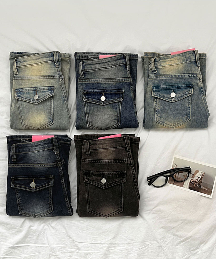 【丈別】スパンストレートブーツカットデニムパンツ(5color)