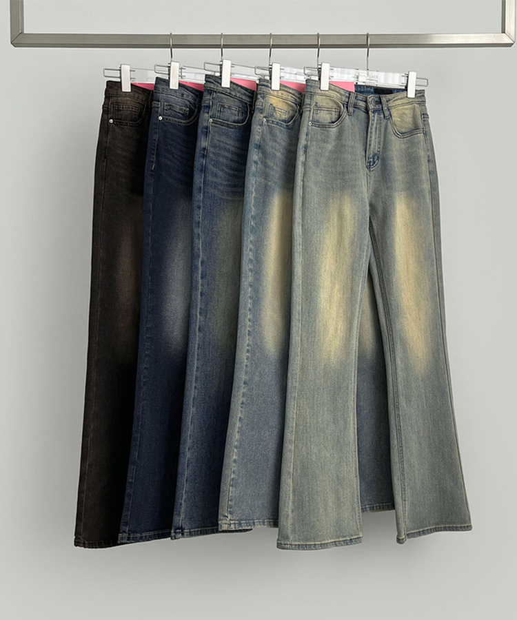 【丈別】スパンストレートブーツカットデニムパンツ(5color)