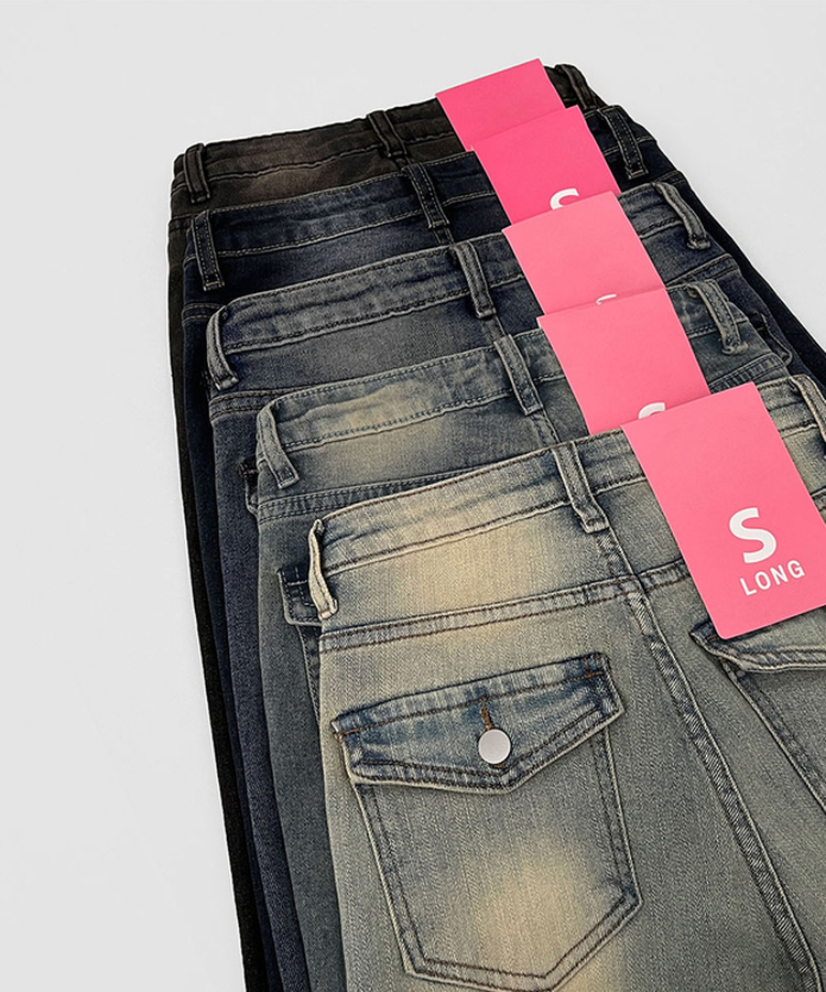 【丈別】スパンストレートブーツカットデニムパンツ(5color)