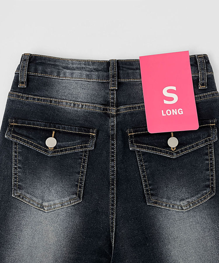 【丈別】スパンストレートブーツカットデニムパンツ(5color)