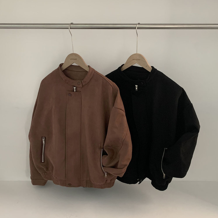 모던 바이커 스웨이드 아방 블루종 오버핏 자켓