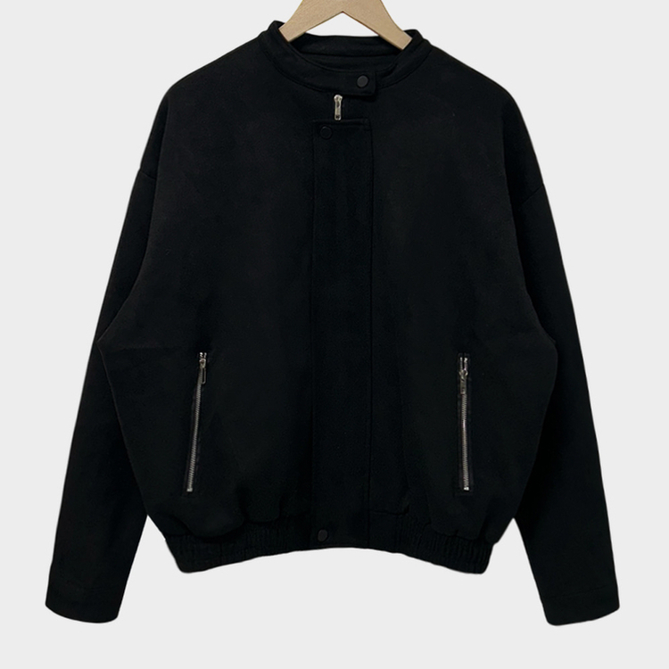 모던 바이커 스웨이드 아방 블루종 오버핏 자켓