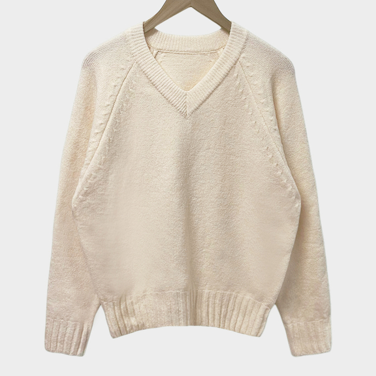 제니 브이넥 레이어드 루즈핏 나그랑 니트