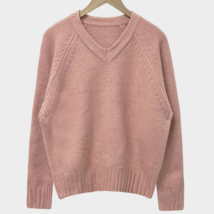 제니 브이넥 레이어드 루즈핏 나그랑 니트