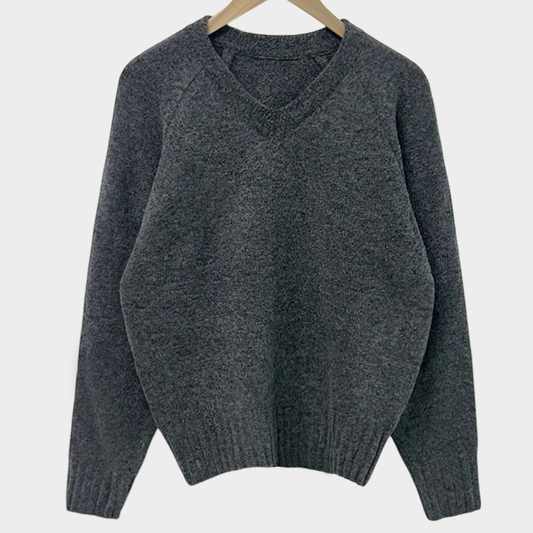 제니 브이넥 레이어드 루즈핏 나그랑 니트