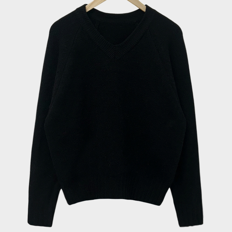 제니 브이넥 레이어드 루즈핏 나그랑 니트