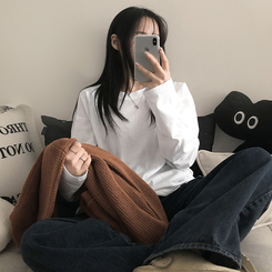 ベーシックラウンド長袖Tシャツ IVORY