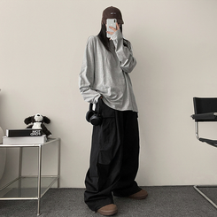 ベーシックラウンド長袖Tシャツ GREY