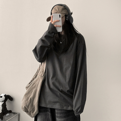 ベーシックラウンド長袖Tシャツ CHARCOAL