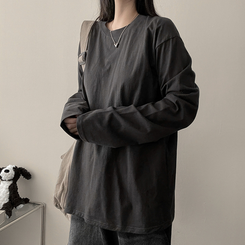 ベーシックラウンド長袖Tシャツ CHARCOAL