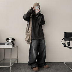 ベーシックラウンド長袖Tシャツ CHARCOAL