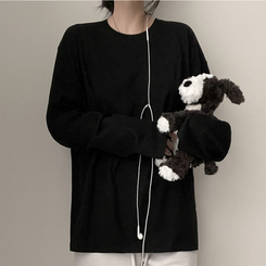 ベーシックラウンド長袖Tシャツ BLACK