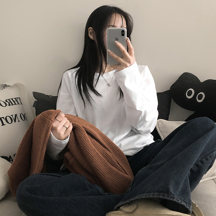 ベーシックラウンド長袖Tシャツ IVORY