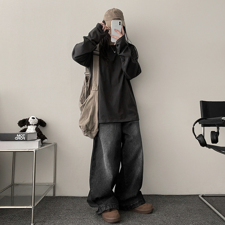 ベーシックラウンド長袖Tシャツ CHARCOAL