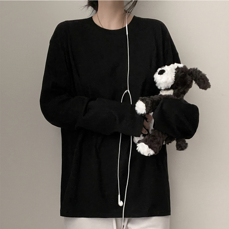 ベーシックラウンド長袖Tシャツ BLACK