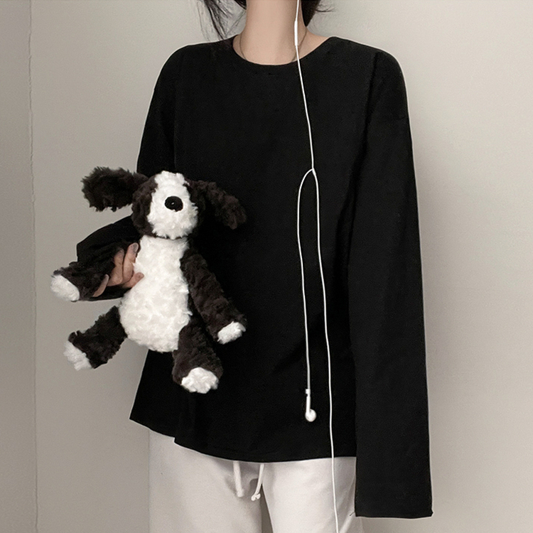 ベーシックラウンド長袖Tシャツ BLACK