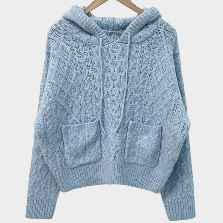 ケーブルルーズフードニット