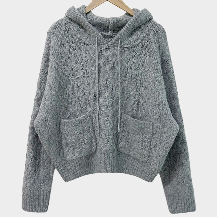 ケーブルルーズフードニット