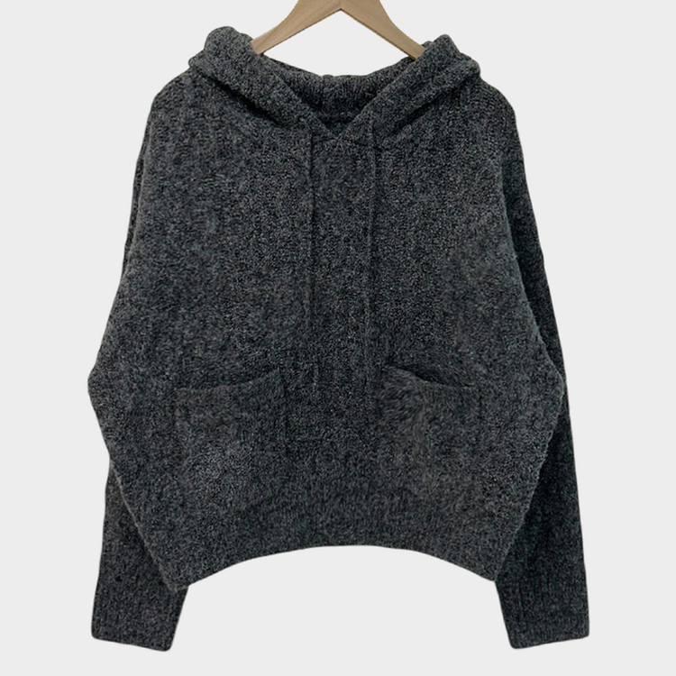 ケーブルルーズフードニット