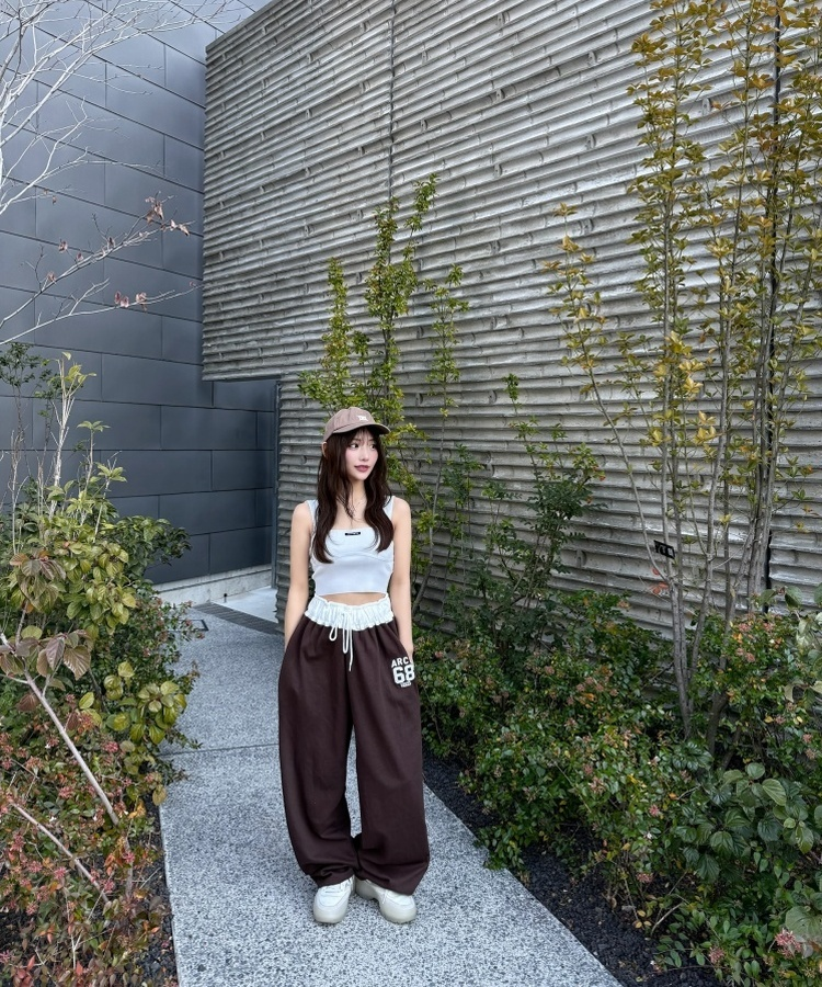 パンツ No.0330 side track banding PT (4color) ANPAS パンツ Nylon Fabric Side Line Color Switching Track