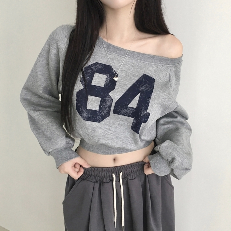 レタリングワンショルダートレーナー｜スウェット｜韓国ファッション