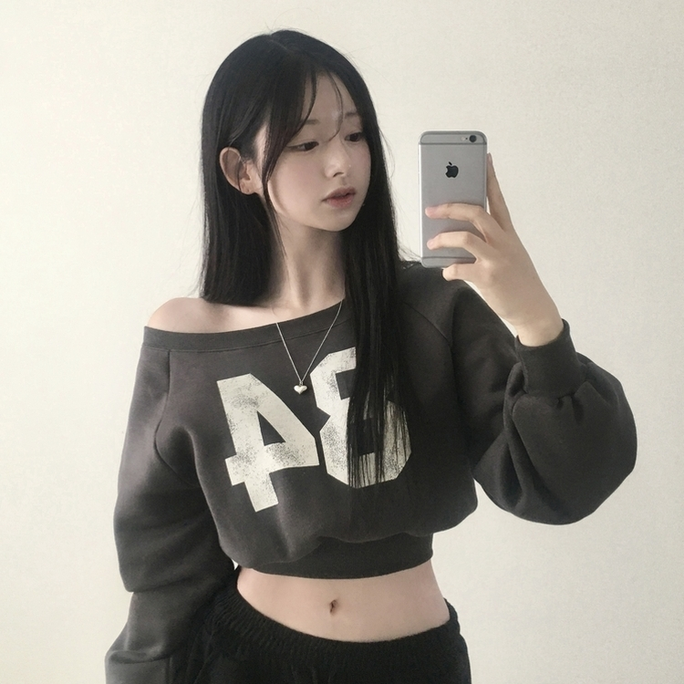 レタリングワンショルダートレーナー｜スウェット｜韓国ファッション