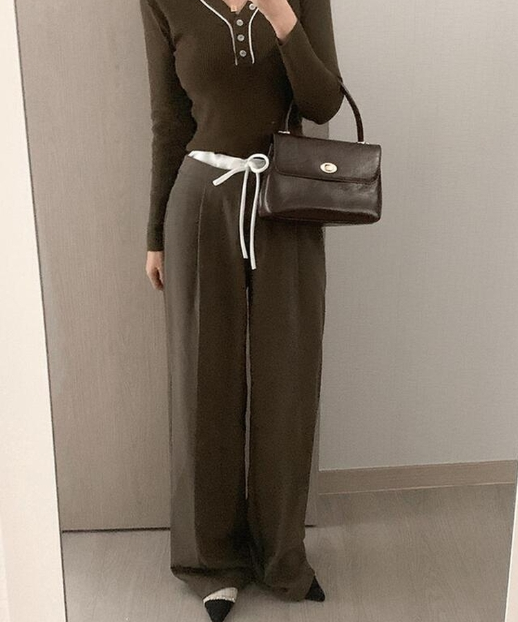 イカラーストリングワイドスラックス