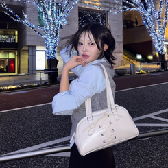 バッグ リボンコルセットショルダーバッグ IVORY