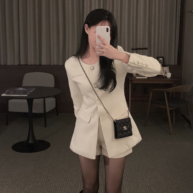 【SET】ラウンドツイードジャケット ハイウエストショートパンツ