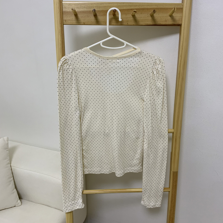 【タイ付き】ドットリボンストラップ長袖Tシャツ