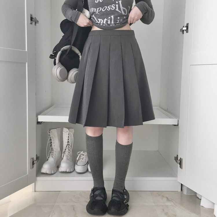 バンディングミディプリーツスカート