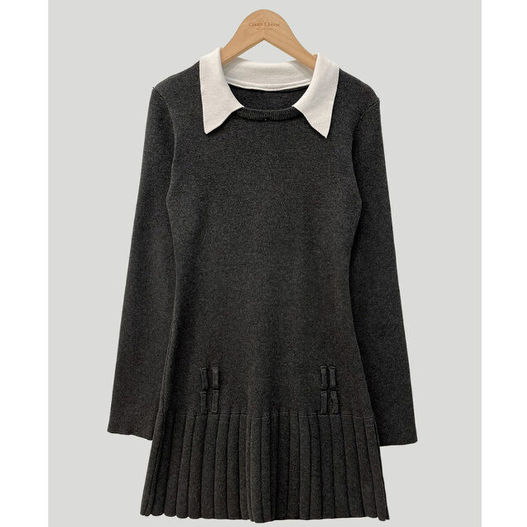 【ベルト付き】【ベルト付き】カラーニットワンピース