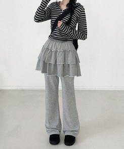 【丈別】ブーツカットトレーニングバンディングパンツ(8color) Merange Gray