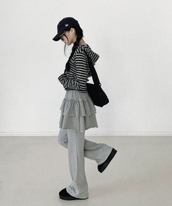 【丈別】ブーツカットトレーニングバンディングパンツ(8color) Merange Gray