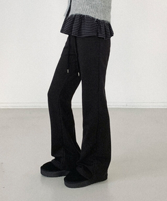 【丈別】ブーツカットトレーニングバンディングパンツ(8color) BLACK